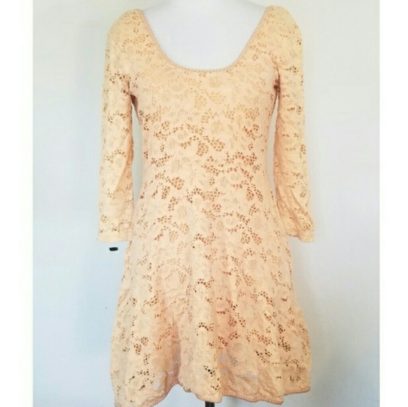 Free People Rose Garden Pink Lace Dress Medium - Picture 2 of 3